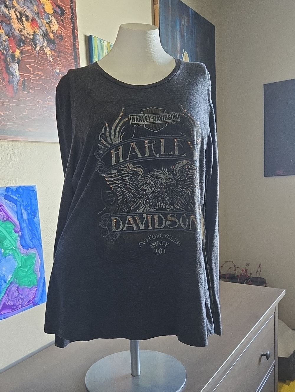 Harley-Davidson Black Long-Sleeve Eagle Graphic Tee